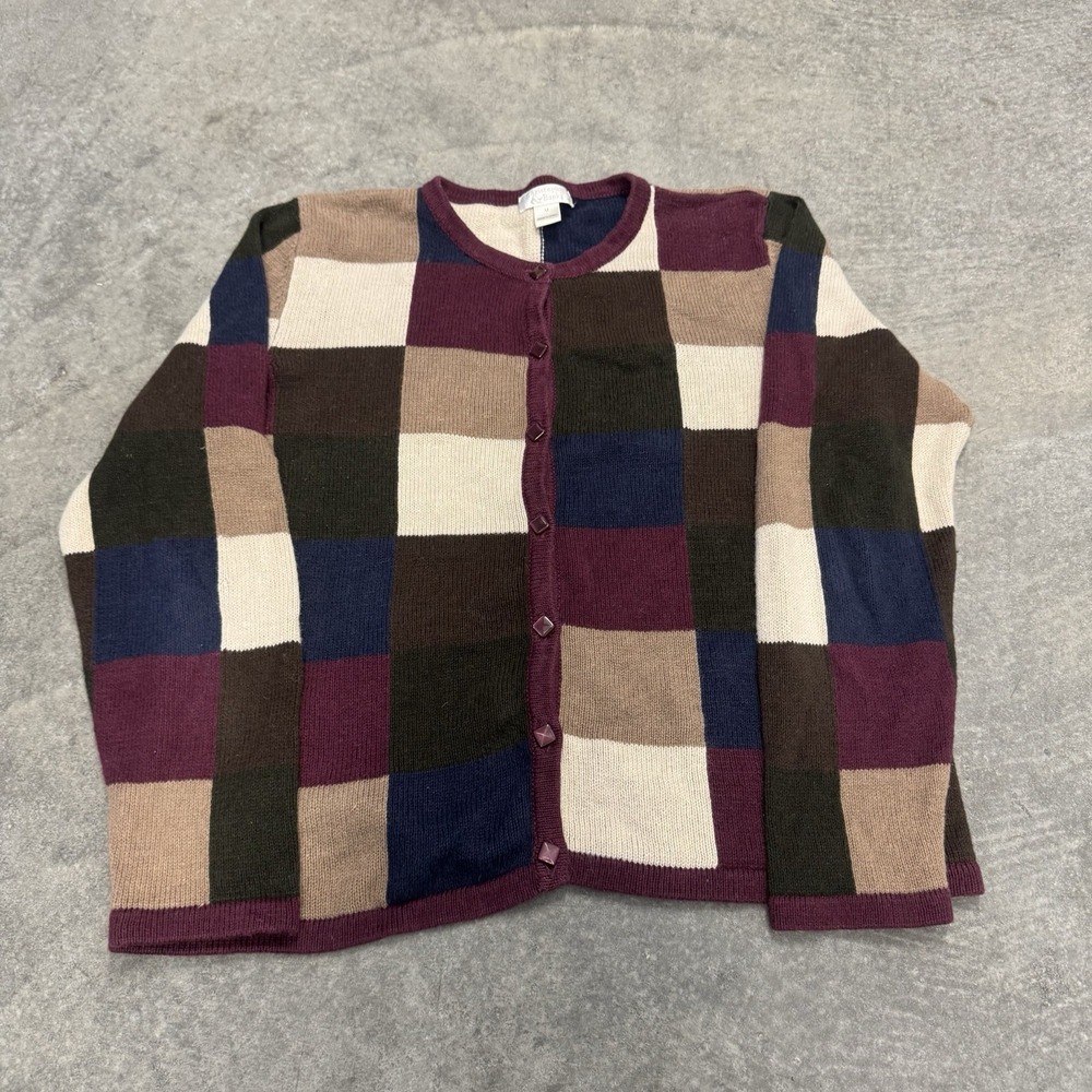 VTG Women's Patchwork Cardigan Sweater Christopher & Banks Cottagecore Medium